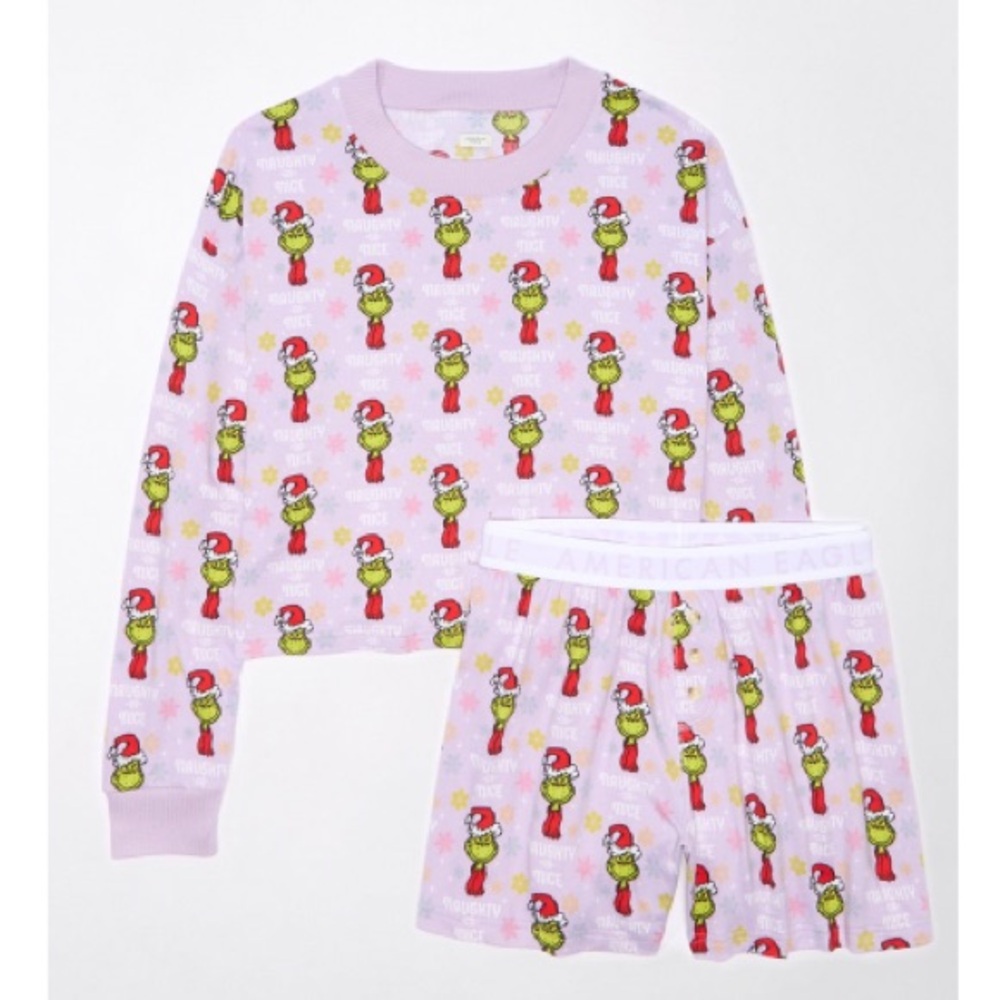 American Eagle Outfitters Grinch Pajama Set - Pink